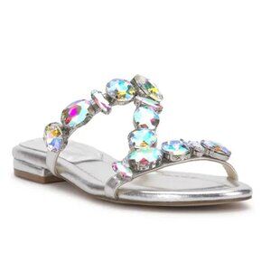 NEW JESSICA SIMPSON women Avimma Flat Sandals silver 253